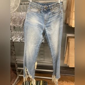 R13 Mason Blue Torn Kick Fit sz 25 jeans